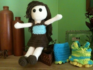 This lil cutie was my first crochet doll and she has found a home in PA with my niece Autumn!
